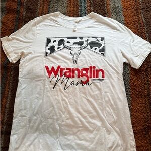 Bella Canvas White Wranglin Mama Tee